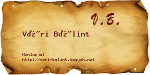 Vári Bálint névjegykártya